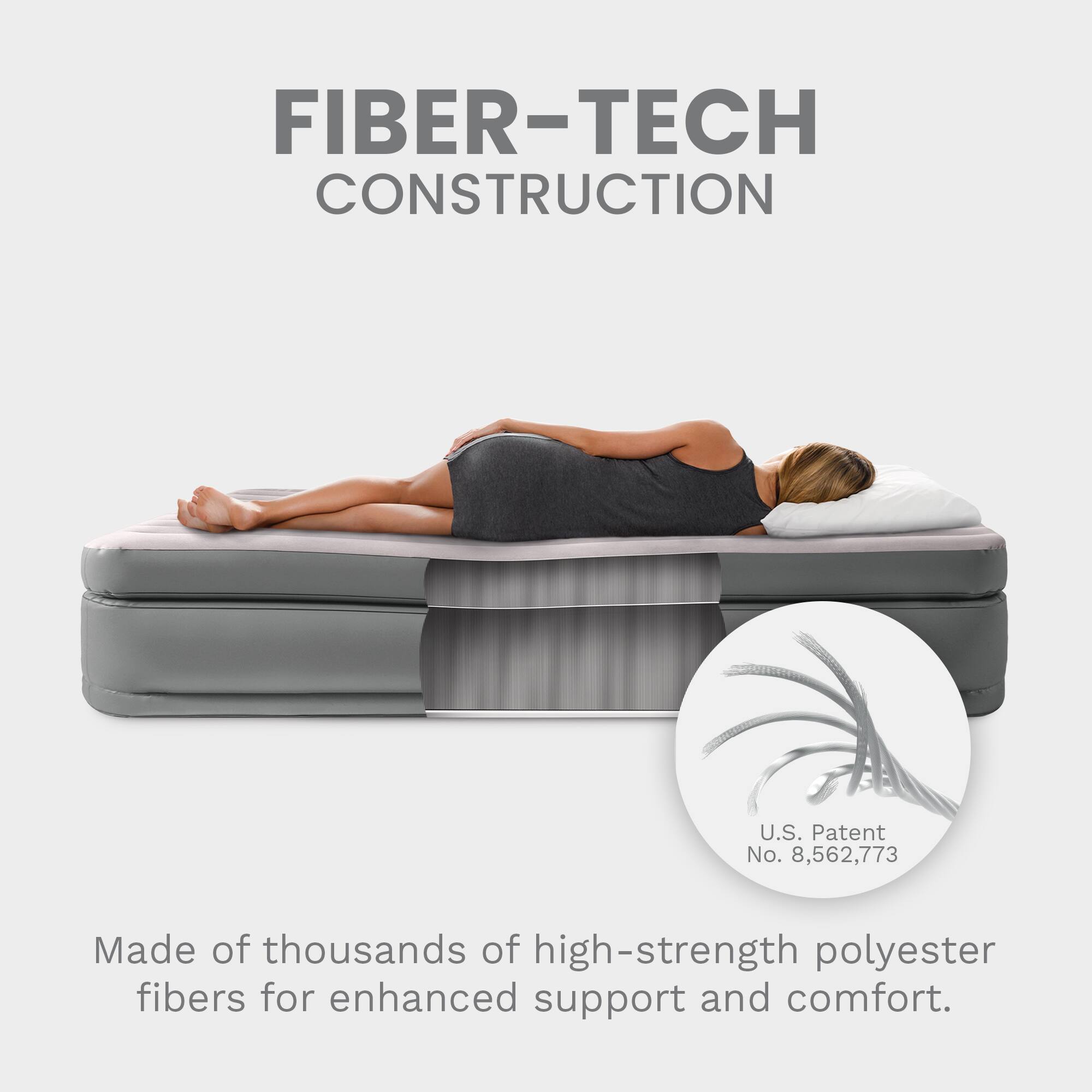FIBER-TECH CONSTRUCTION  
U.S. Patent No. 8,562,773  
Made of thousands of high-strength polyester fibers for enhanced support and comfort.