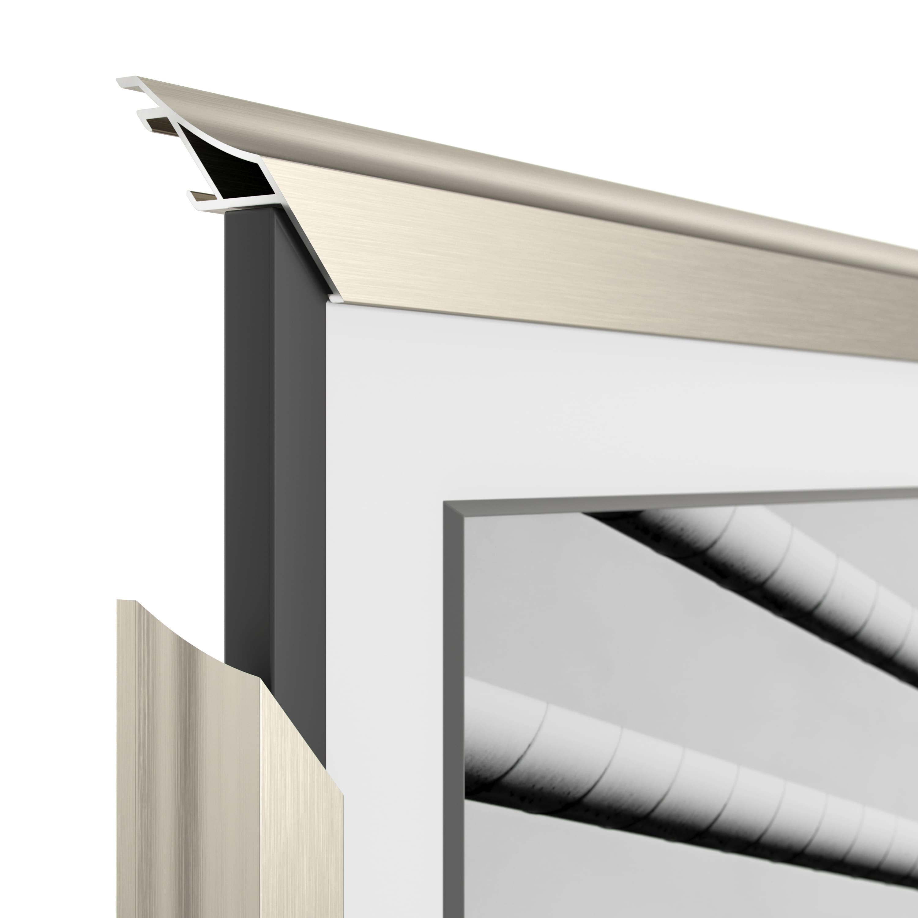 Alt View 16. Deco TV Frames - Alloy Scoop Bezel for Samsung The Frame TV - 55" - German Silver.