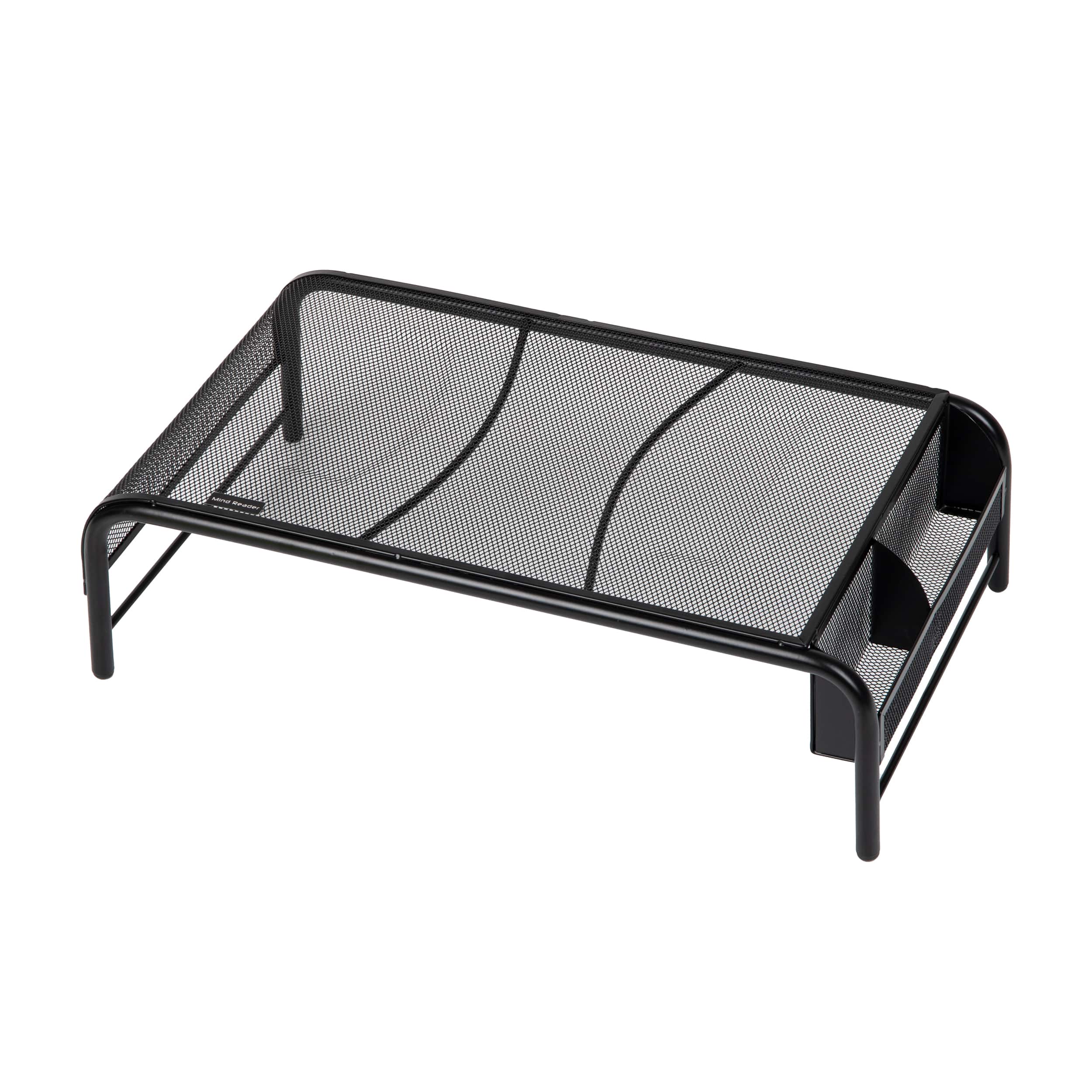Alt View 11. Mind Reader - Monitor Stand, Ventilated Laptop Riser, Desktop Organizer, Side Storage, Metal Mesh, 20"L x 11.5"W x 5.5"H - Black.