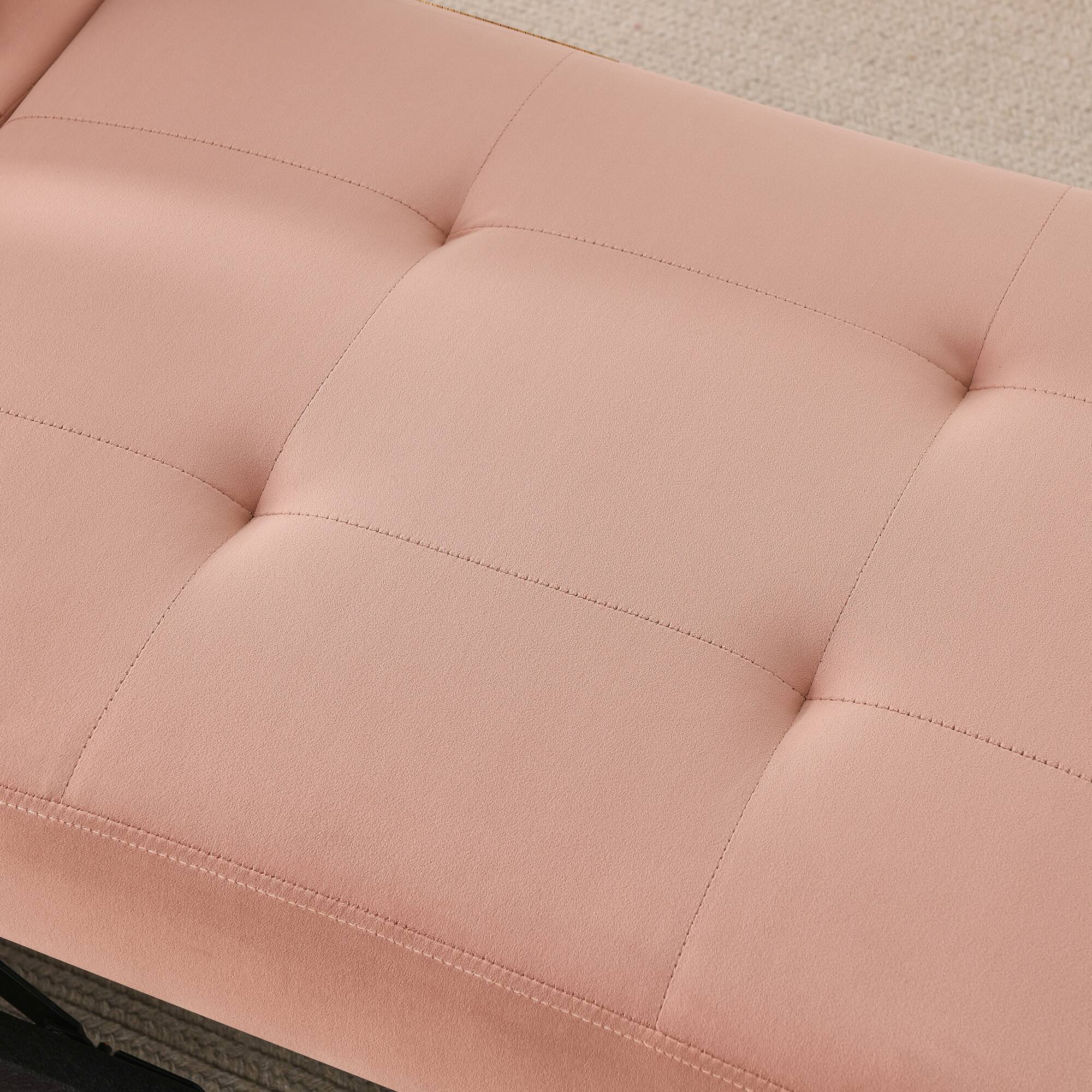 Alt View 1. Tiramisubest - Convertible Sleeper Sofa Chair,Adjustable Backrest Recliner with Wheels,Modern Linen Fabric for Living Room,Pink - Pink.
