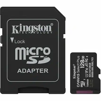 Kingston Technology
Lock
micro SD Adapter
Kingston Select V10
CANVAS XC
128GB
SDCS3/128GB
00000-000.X00LFXX
TAIWAN
01234 56789