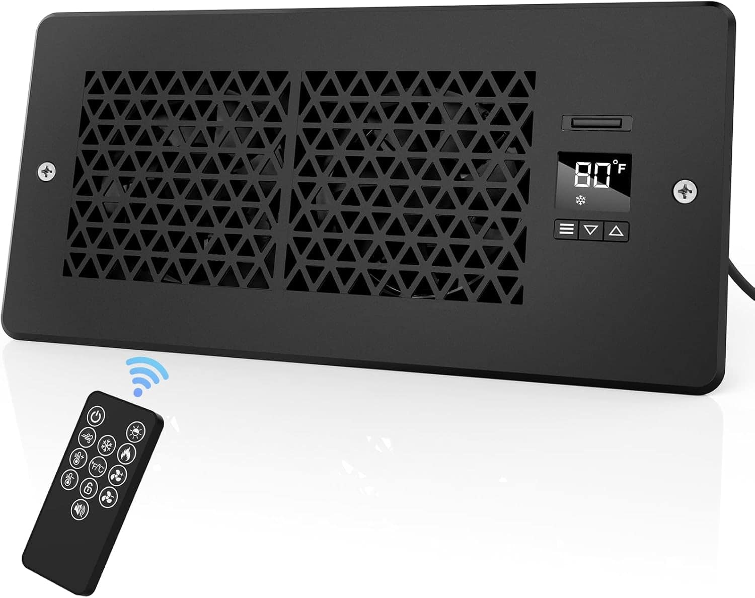 Nordic Hygge - Register Booster Fan for 4" x 10" Register Holes with Remote Control and Thermostat in Black