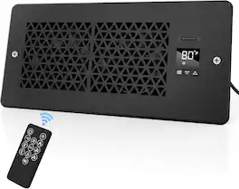Nordic Hygge - Register Booster Fan for 4" x 10" Register Holes with Remote Control and Thermostat in Black