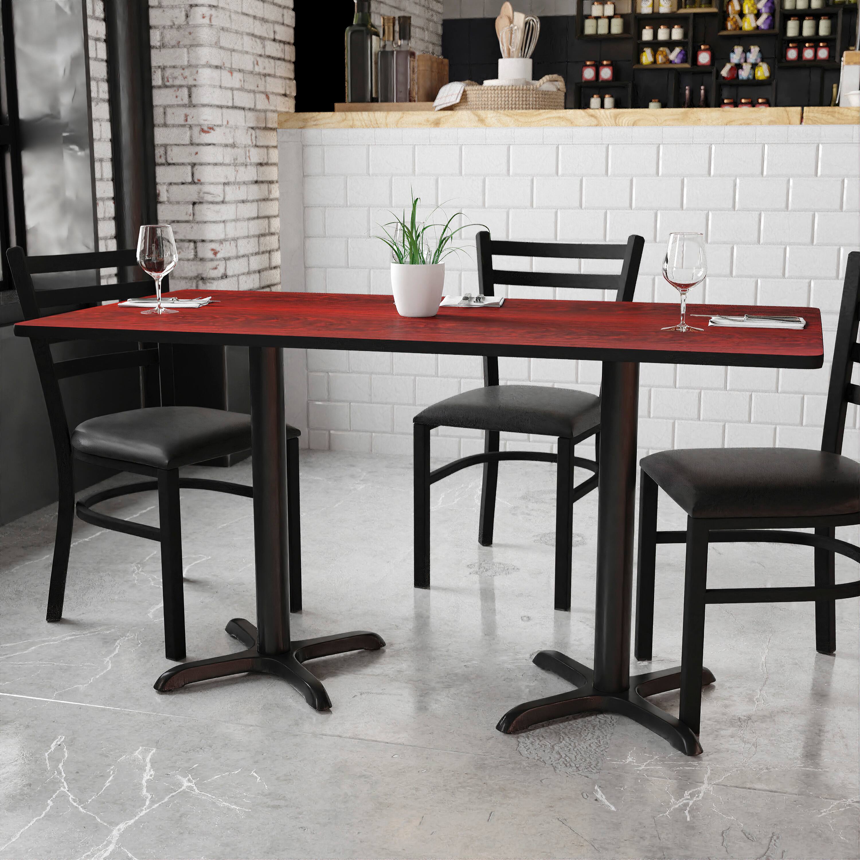 Angle. Flash Furniture - Graniss 30'' x 60'' Rectangular Mahogany Laminate Table Top with 22'' x 22'' Table Height Bases - Brown.