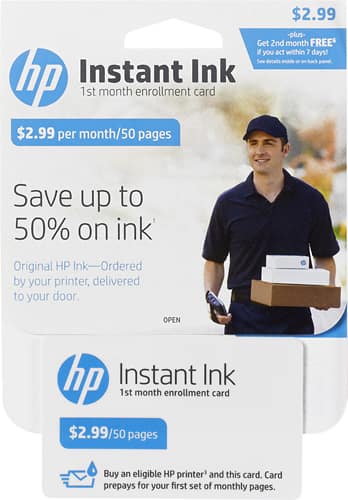 HP - Instant Ink 50-Page Monthly Plan for Select HP Printers - Larger Front