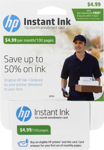  HP - Instant Ink 100-Page Monthly Plan for Select HP Printers