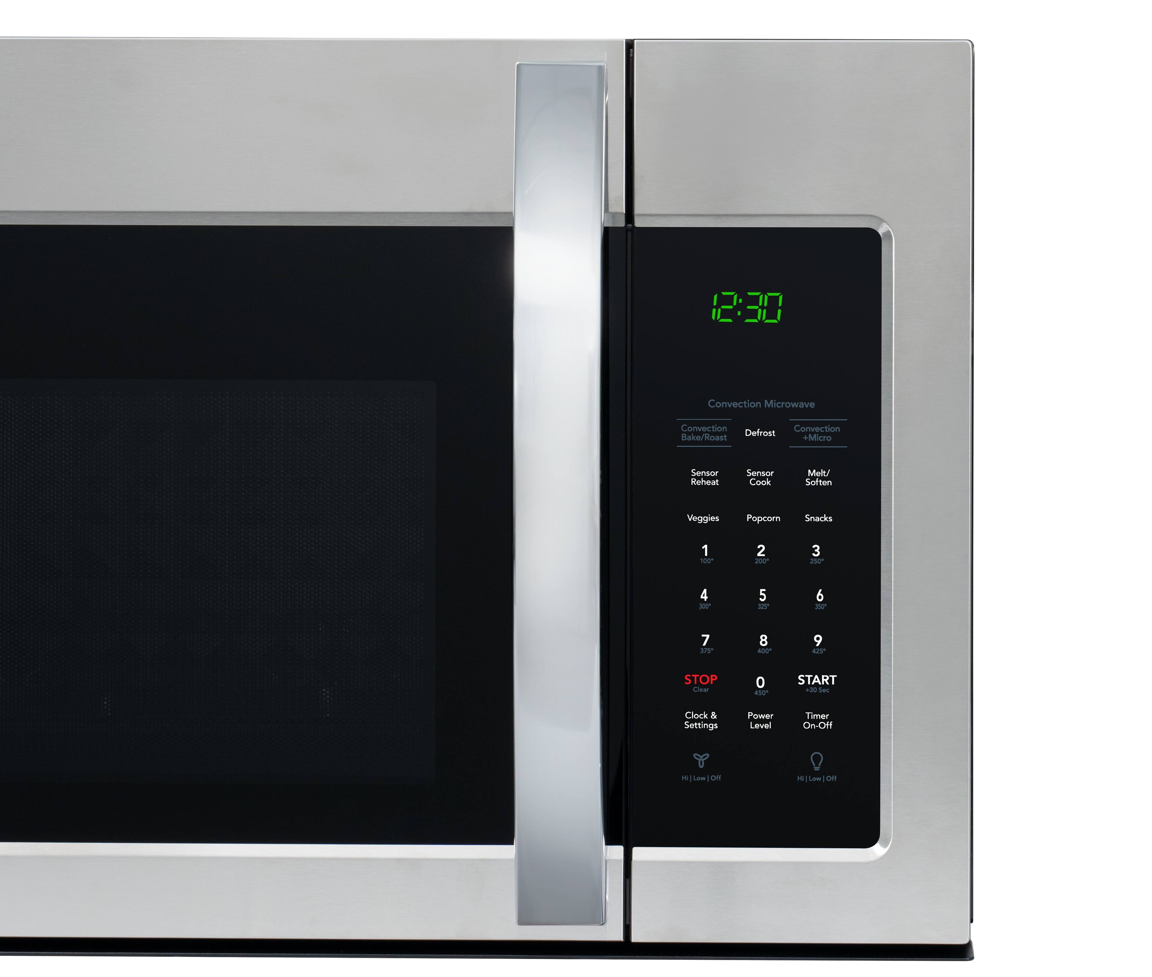 12:30 Convection Microwave Convection Convection Defrost Bake/Roast +Micro Sensor Reheat Sensor Cook Soften Veggies Popcorn Snacks 1 2 3 4 5 6 7 8 9 STOP 0 START Clock & Settings Power Level Timer On-Off High Low On-Off