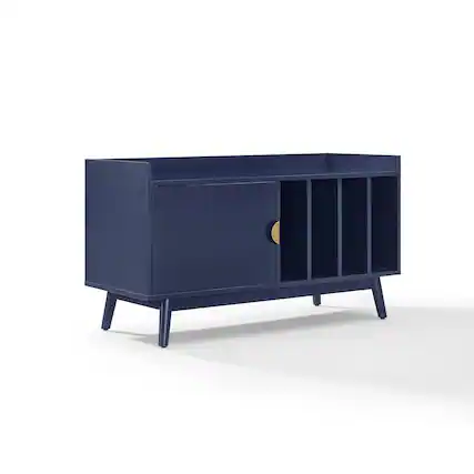 Front. Crosley Furniture - Skylar Mid-Century Record Player Cabinet with Vinyl Storage, Turntable Stand - Brown.