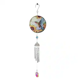 FC Design - 21" Long Hummingbird Silhouette Scene Wind Chime Outdoor Patio or Garden Hanging Decoration - Multi-Color