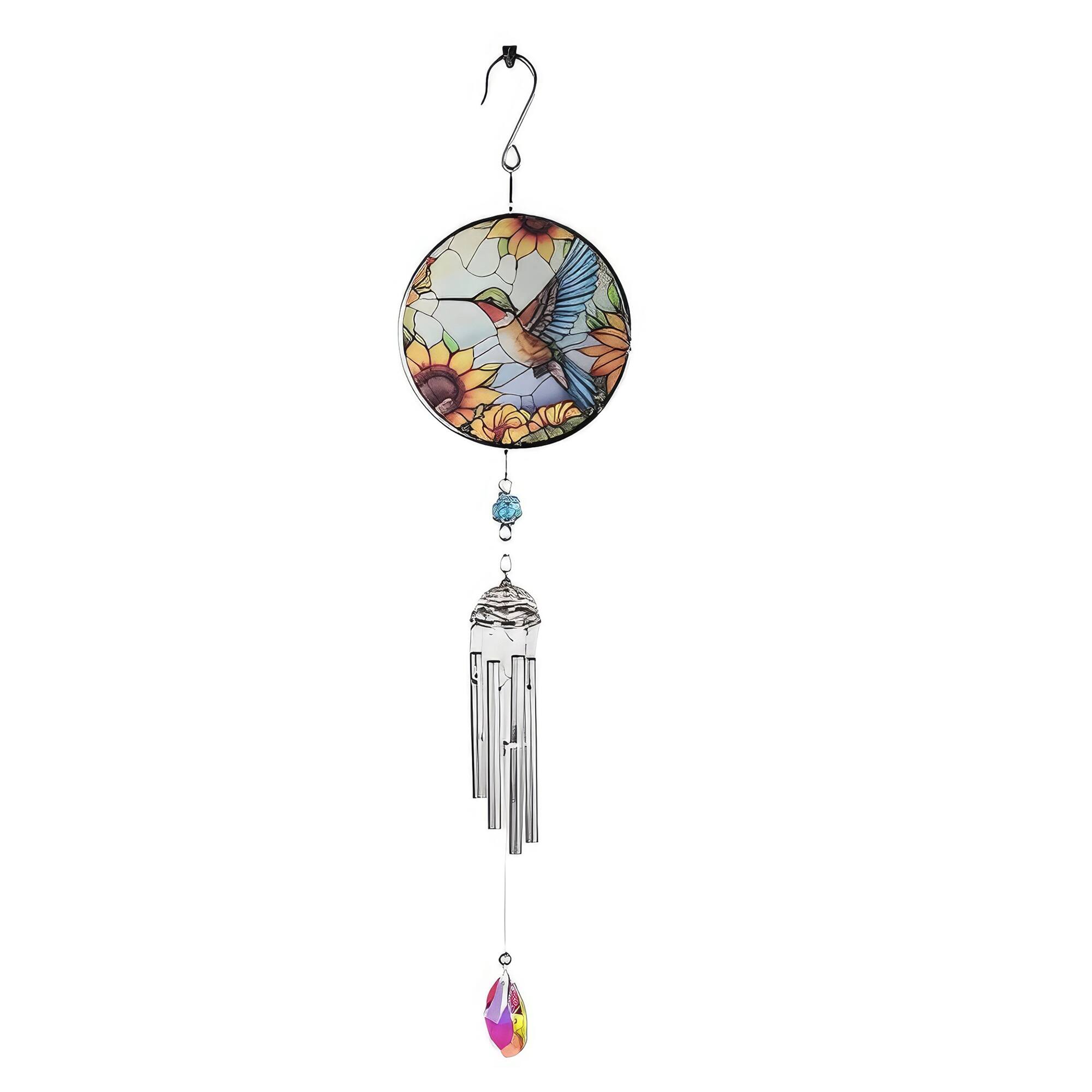 Front. FC Design - FC Design 21" Long Hummingbird Silhouette Scene Wind Chime Outdoor Patio or Garden Hanging Decoration - Multi-Color.