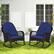 Alt View 3. Costway - Patio Wicker Rocking Chair with Seat Back Cushions & Lumbar Pillow Porch - Blue.