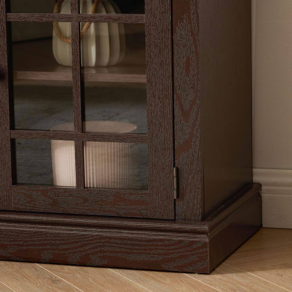 Alt View 7. Kadyn - 70-Inch Modern Entertainment Center with Faux Stone Design - Cherry - Brown.