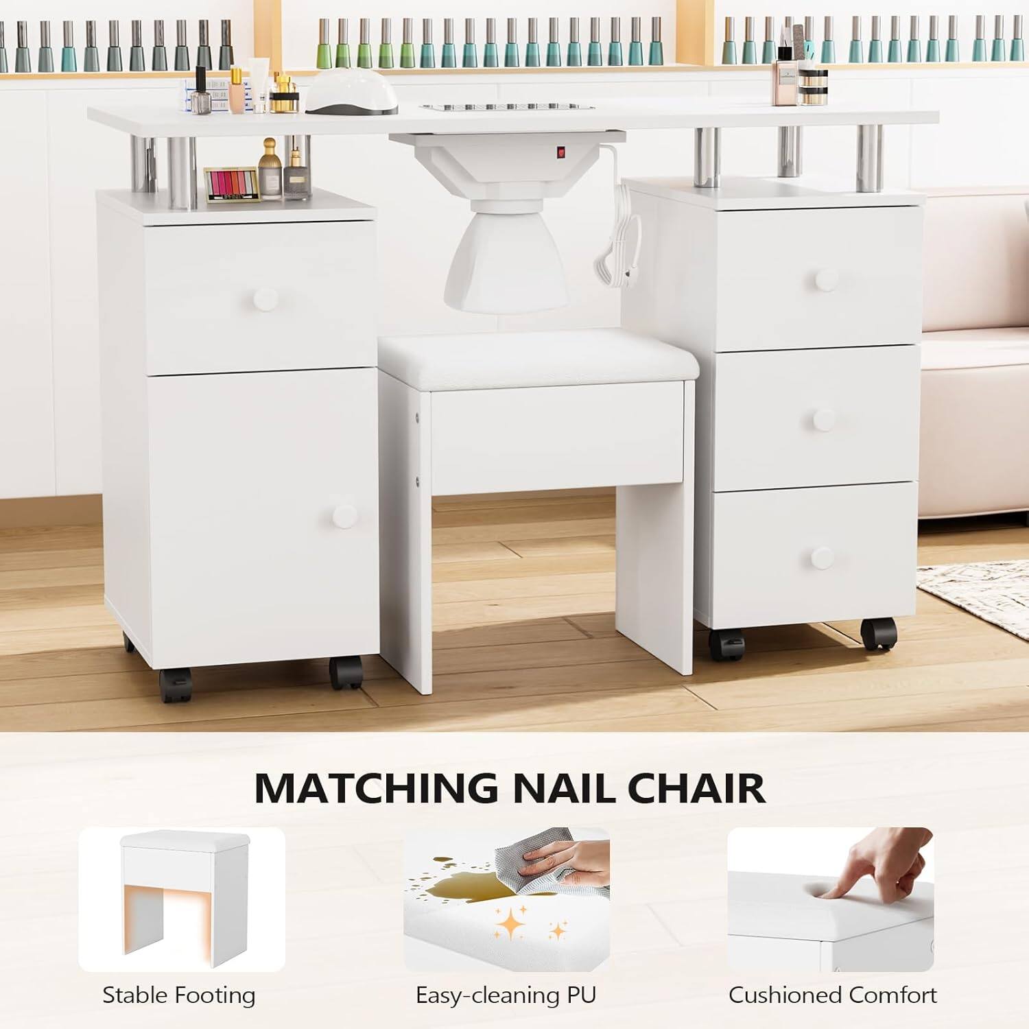 MATCHING NAIL CHAIR

- Stable Footing
- Easy-cleaning PU
- Cushioned Comfort
