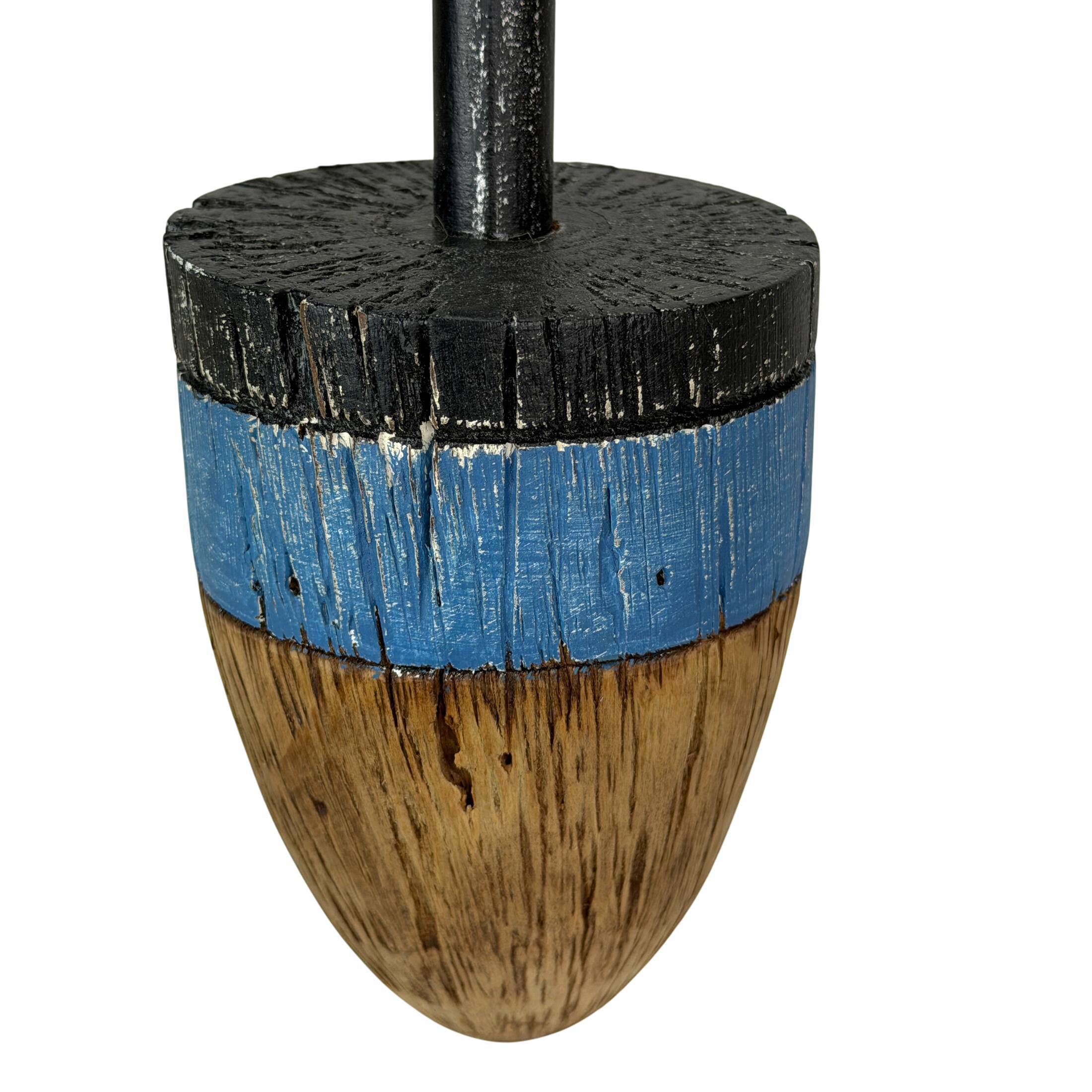 Alt View 9. Things2Die4 - Decorative Wood Buoy Blue Stripe Rope Hanger 15 Inch Nautical Wall Accent - Blue.