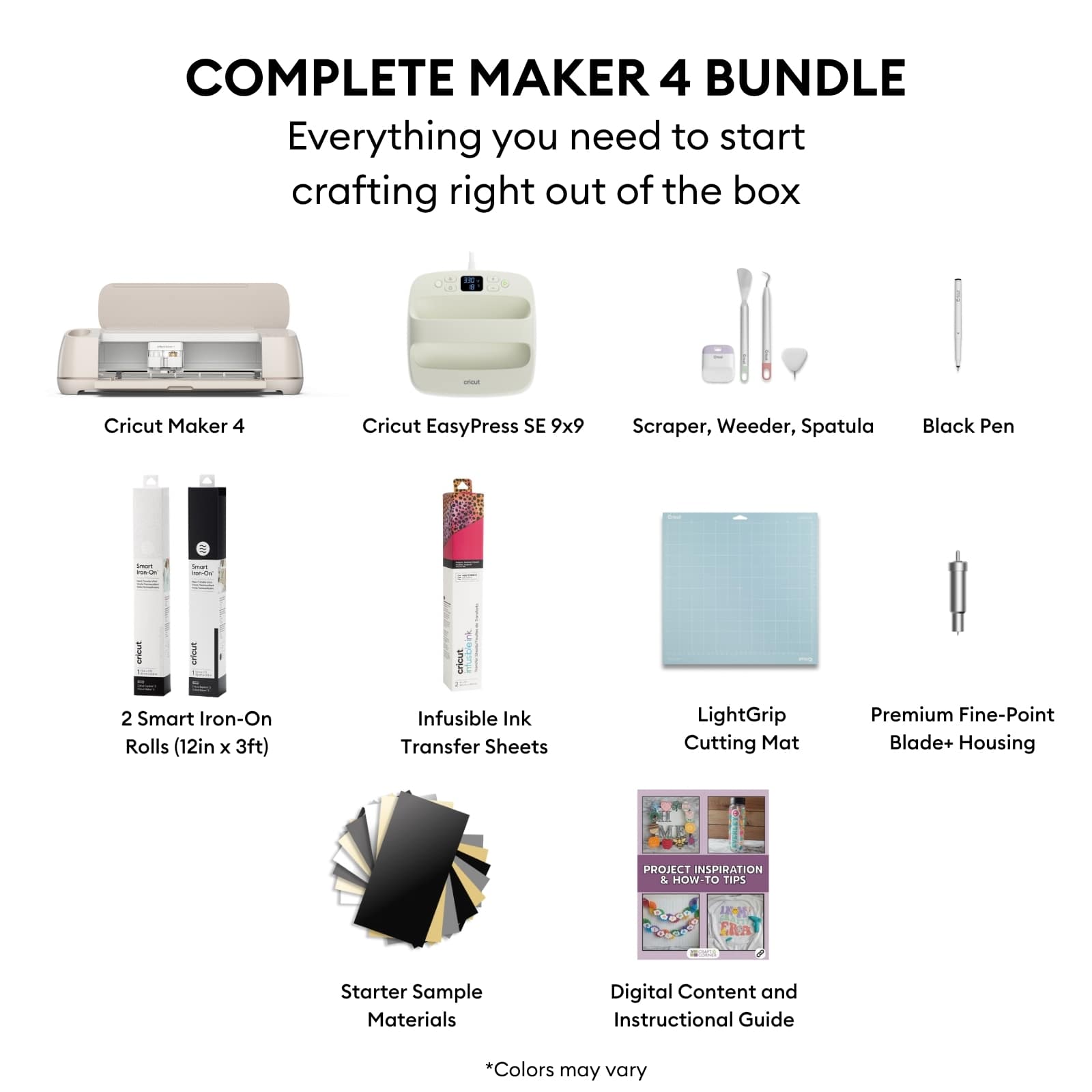 Cricut Maker 4 and Easy Press 3 Machine Combo with HTV Materials