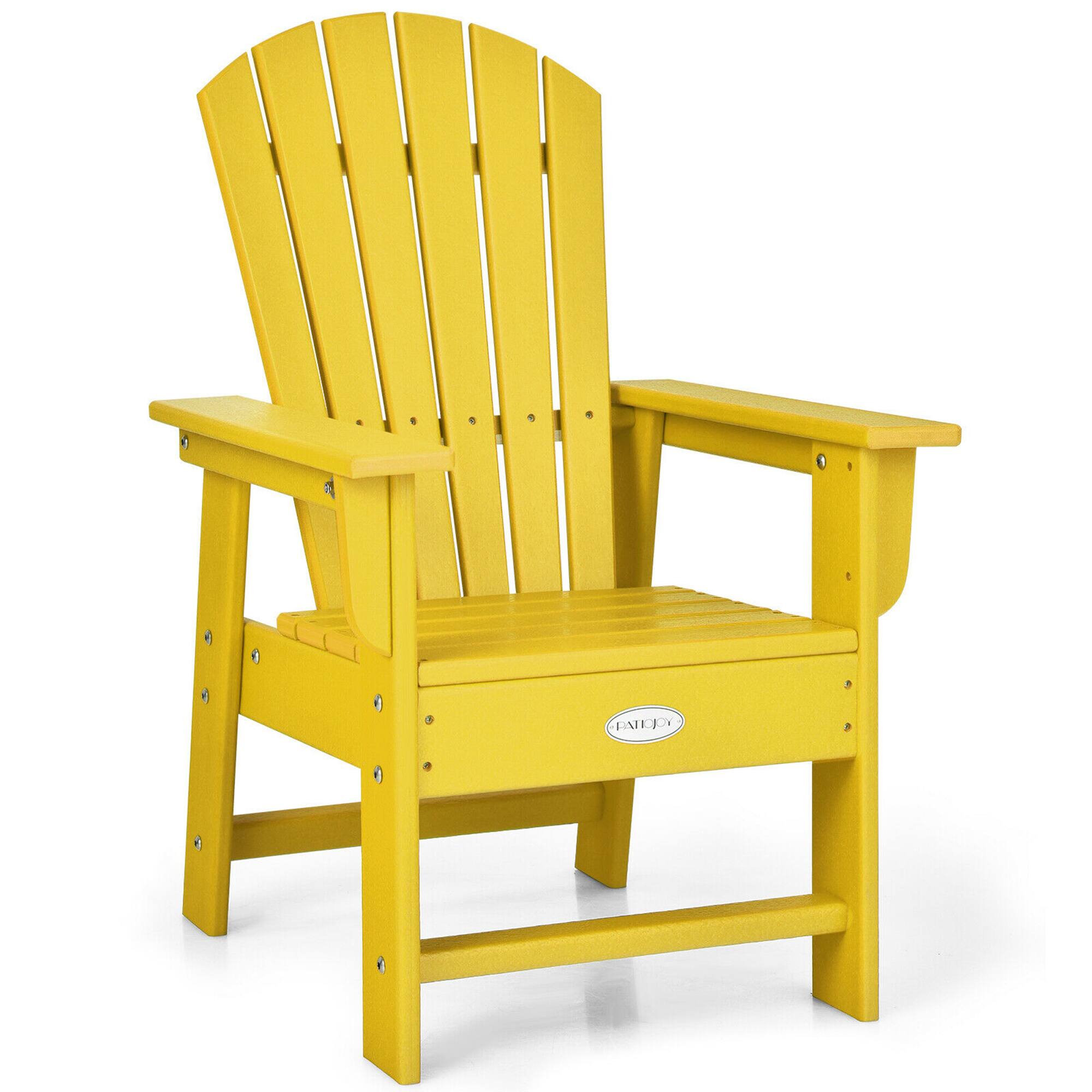 Alt View 4. Gymax - Gymax Set of 2 Kids Patio Adirondack Chair Armchair Weather Resistance Outdoor Chair Yellow - Yellow.