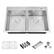 Alt View 8. Akicon - Akicon 33 in. Drop-in Double Bowl 20-Gauge Silver Nano-Coated Kitchen Sink with Grid, Strainer, Colander and Rollup Rack - Silver.