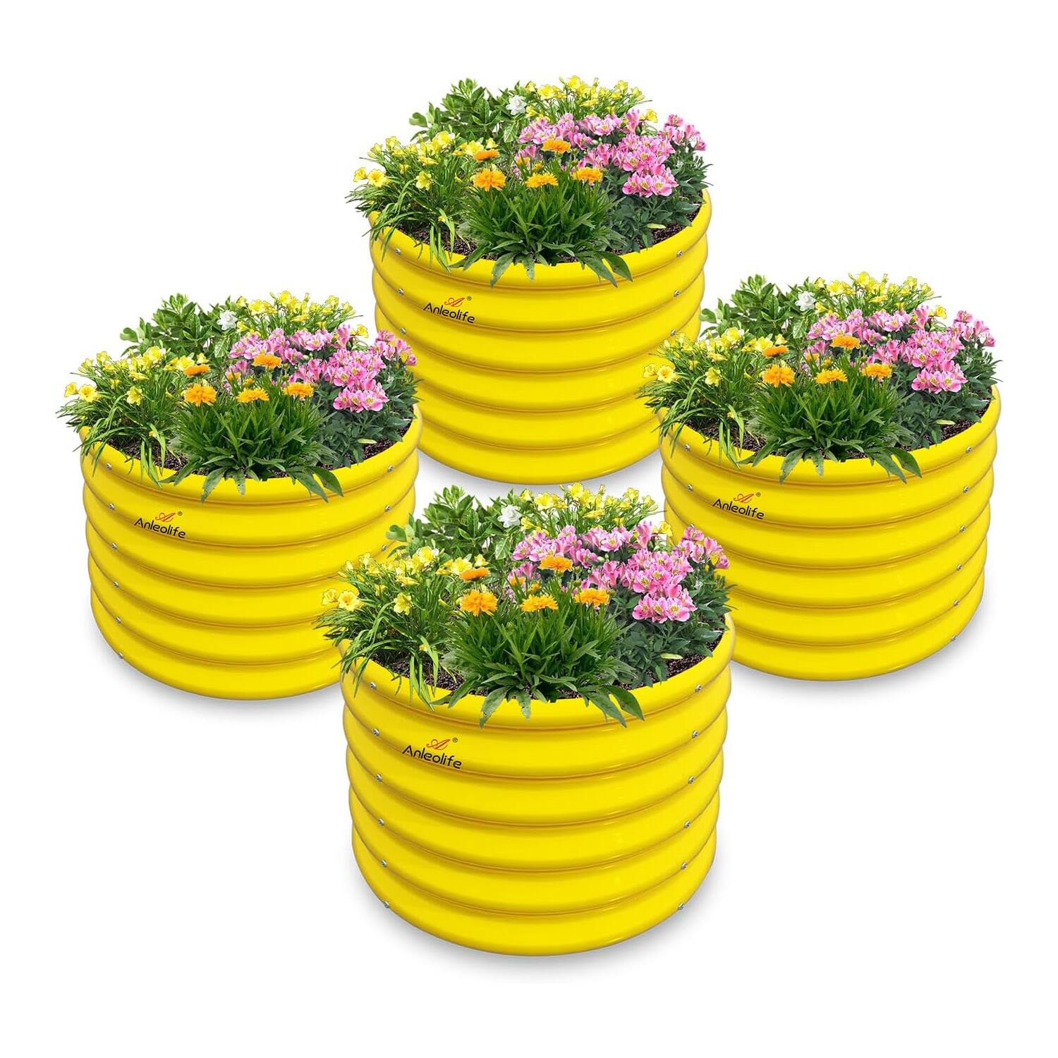 A Anleolife - 4-Pack Kids Mini Metal Circle Raised Garden Bed Planter Box for Vegetables (24 in. L x 24 in. W x 18 in. H) - Yellow price history on PriceWatchPro