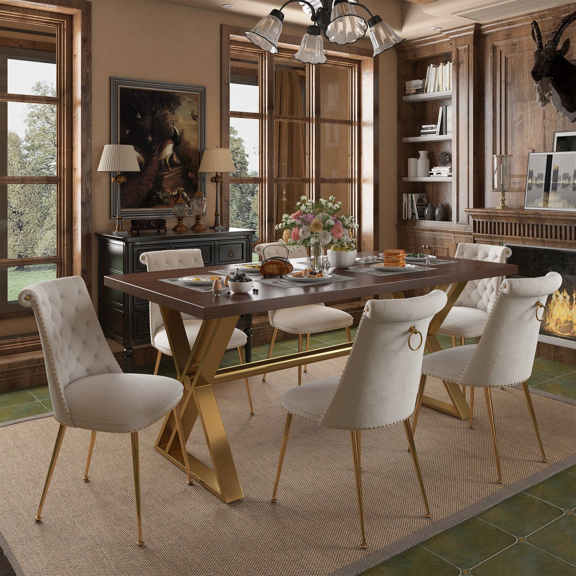 Alt View 3. Boyel Living - Brown Walnut Wood 70.87 Inch Cross Legs Dining Table Seats 6 Modern Rectangular Table - Brown.