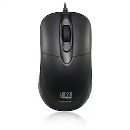 Adesso - iMouse W4 Waterproof Antimicrobial Optical Mouse - Optical - Cable - USB - 1000 dpi - Scroll Wheel - 3 Bu - Wired - Black