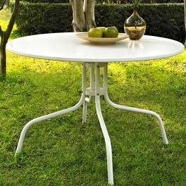 Hivvago - Round Patio Dining Table Outdoor UV Resistant Metal - White