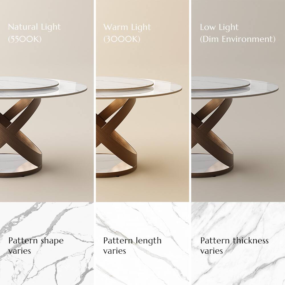 Natural Light (5500K)  
Warm Light (3000K)  
Low Light (Dim Environment)  

Pattern shape varies  
Pattern length varies  
Pattern thickness varies