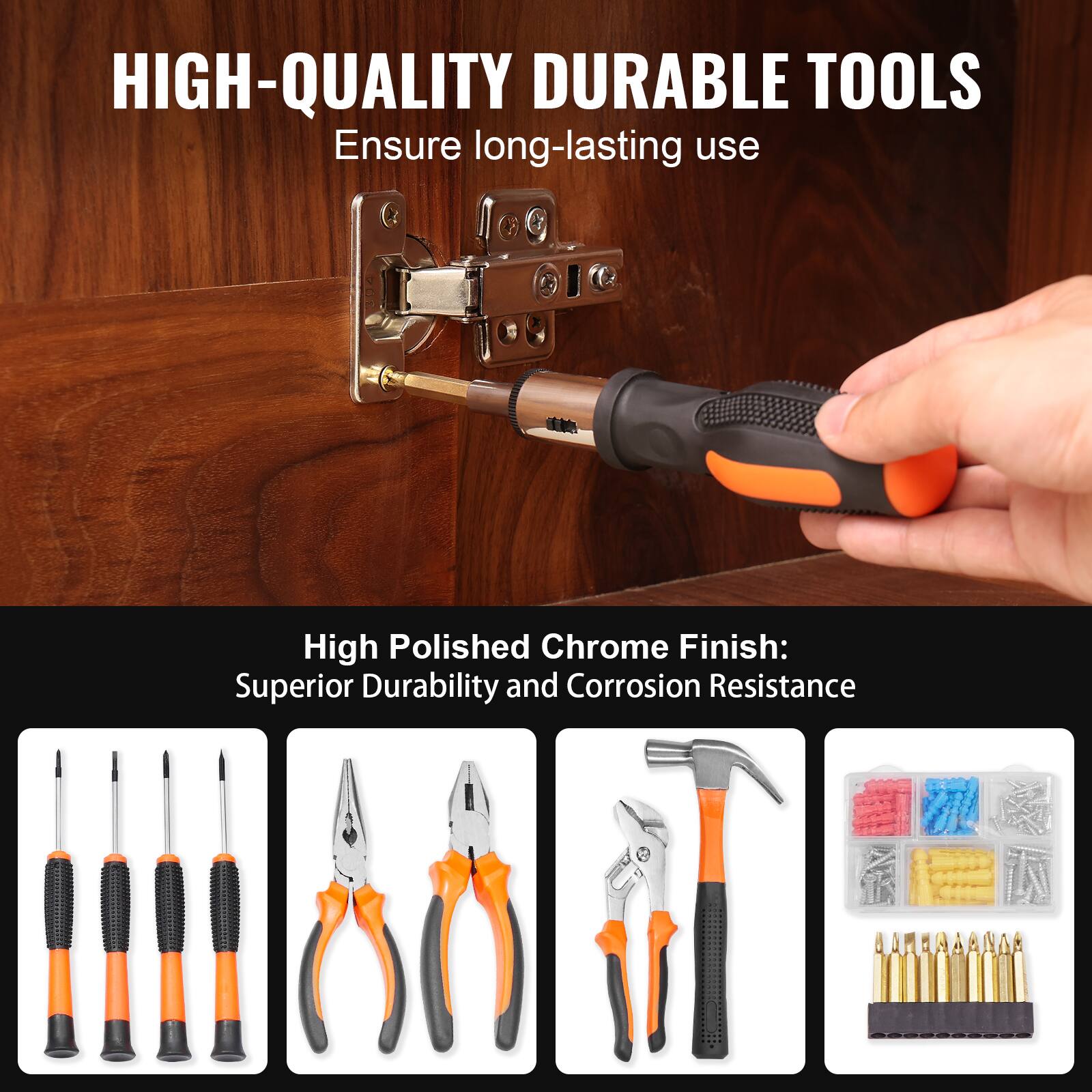 HIGH-QUALITY DURABLE TOOLS  
Ensure long-lasting use  

High Polished Chrome Finish:  
Superior Durability and Corrosion Resistance