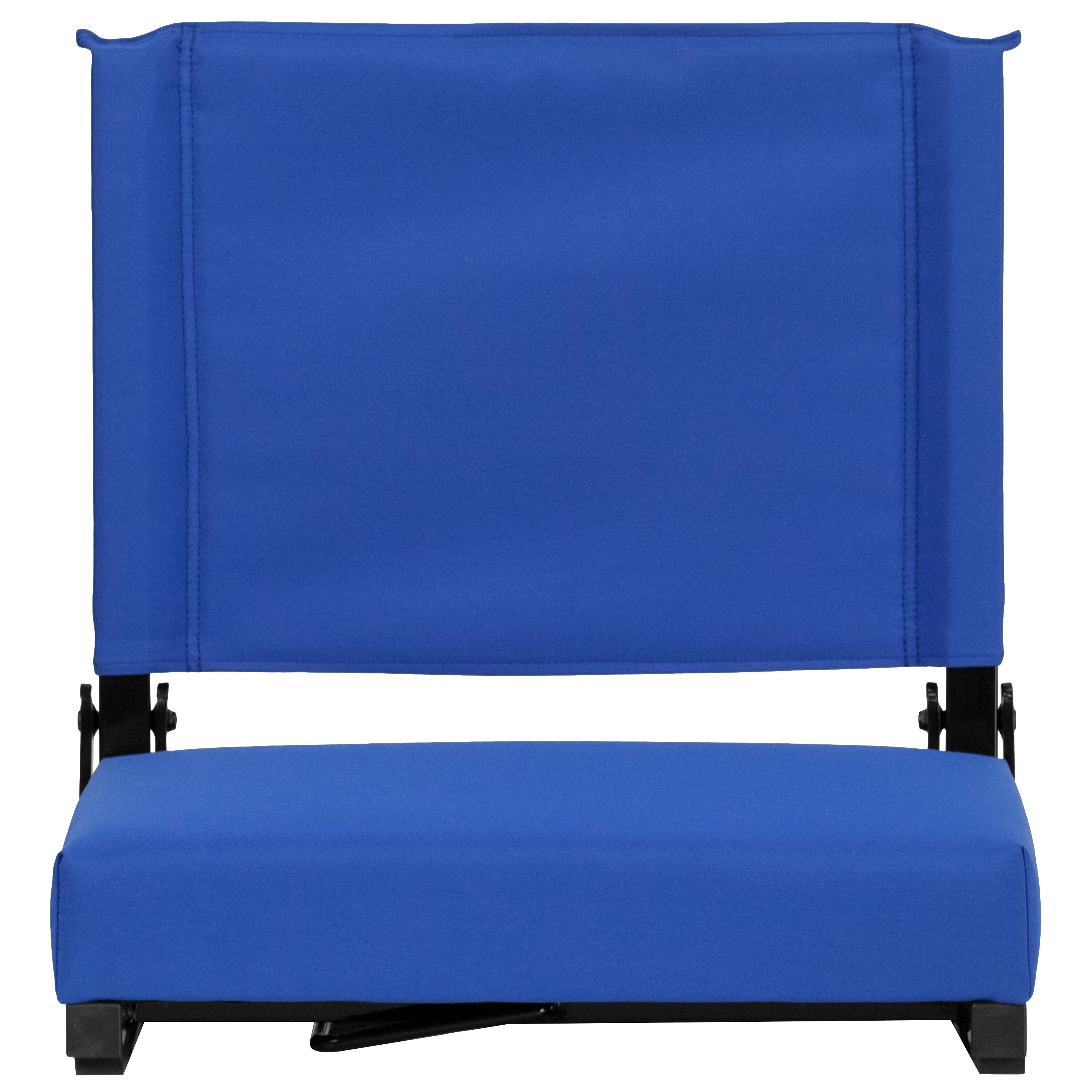 Alt View 8. Emma + Oliver - Set of 2 500 lb. Rated Lightweight Stadium Chair with Ultra-Padded Seat - Blue.