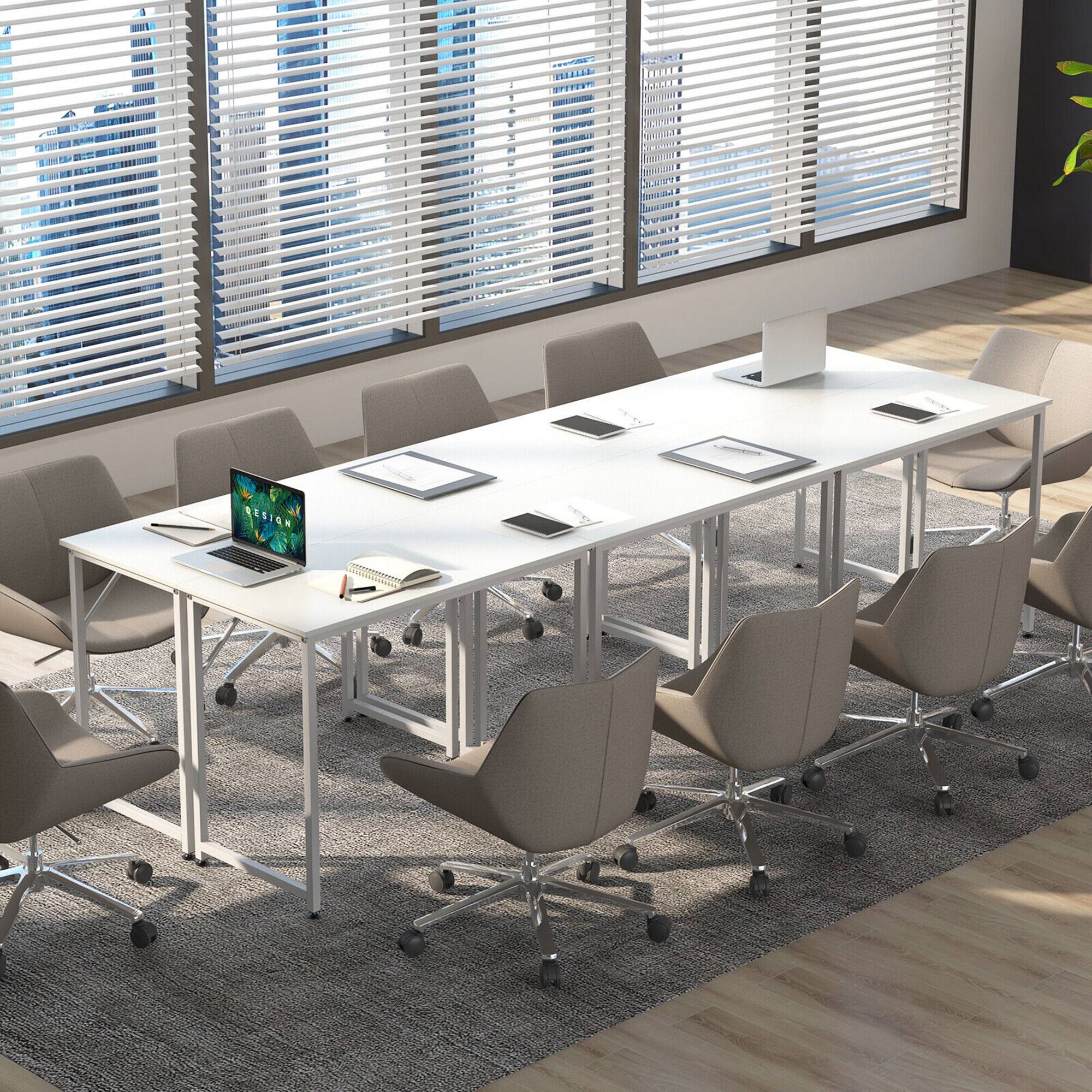 Alt View 2. Gymax - Gymax 6PCS Home Office PC Table Rectangular Meeting Room Table 40''x19.5'' w/ Metal Frame - White.