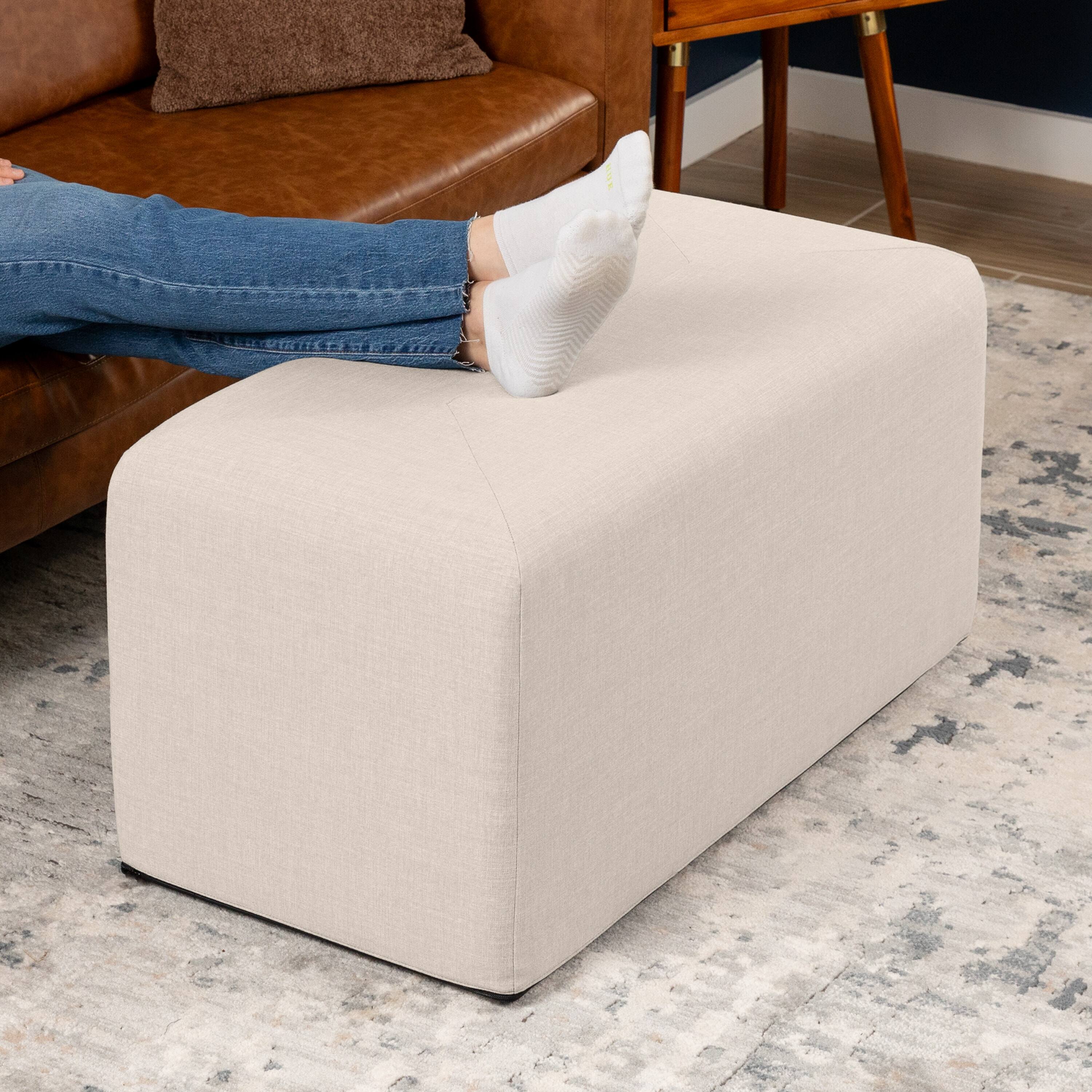 Angle. Jaxx - Jaxx Monroe Large Rectangular Foam Ottoman / Coffee Table, (36 x 18), Mist Light Grey - Mist Grey.