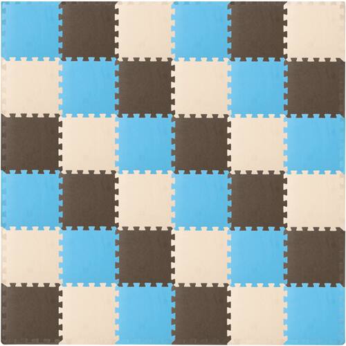 Alt View 3. ProSource - ProsourceFit Kids Solid Floor Play Mat 3/8-in, 36 sf - Blue/Brown/Beige.