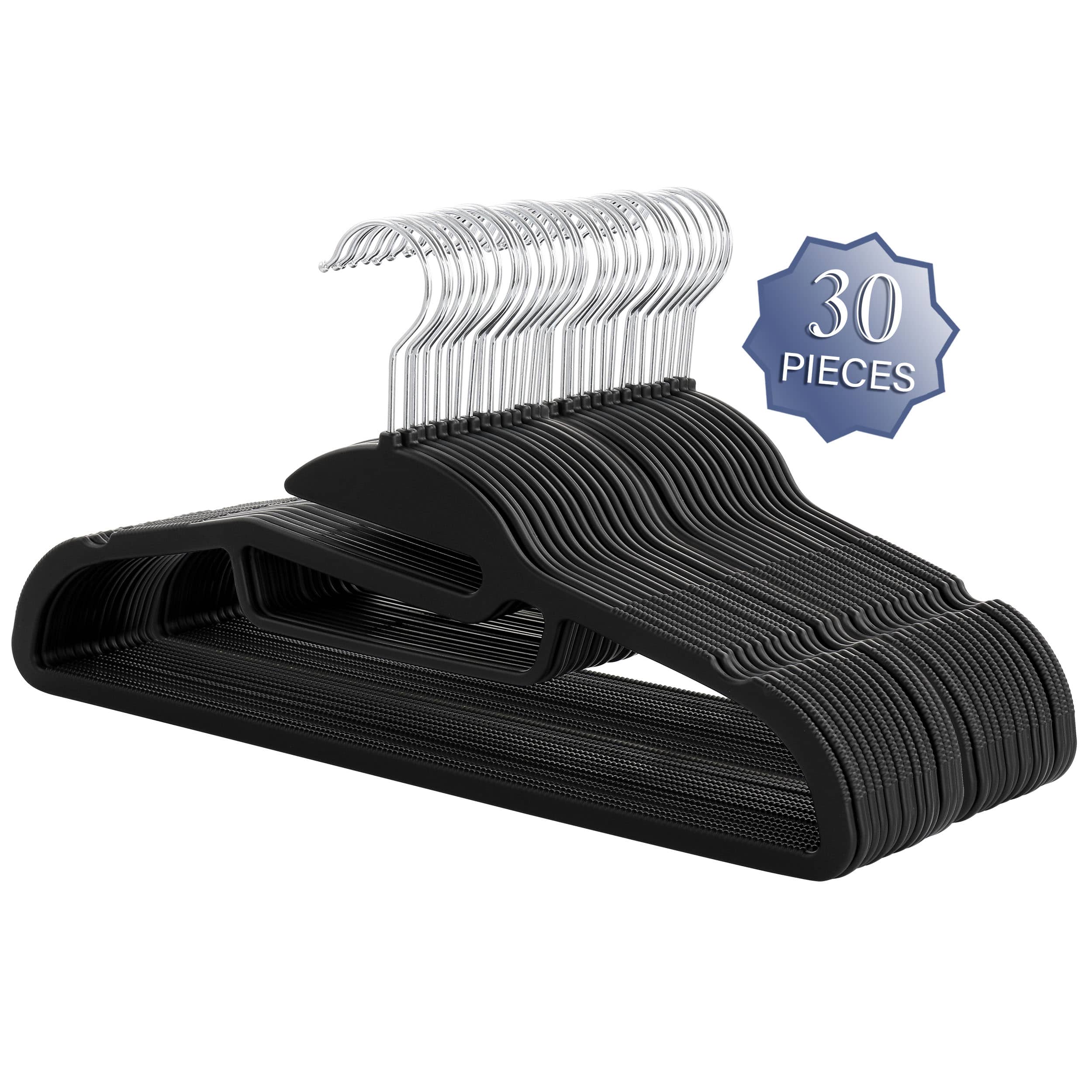 Elama - Home 30 Piece Rubber Non Slip Hanger with U-Slide - Black price history on PriceWatchPro