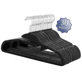 Elama - Home 30 Piece Rubber Non Slip Hanger with U-Slide - Black