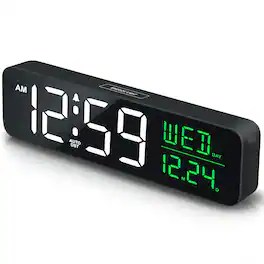 Dazzed Corner - Display Digital Alarm Clock,Desk Table Clocks,Plug in Electric Clock - Black