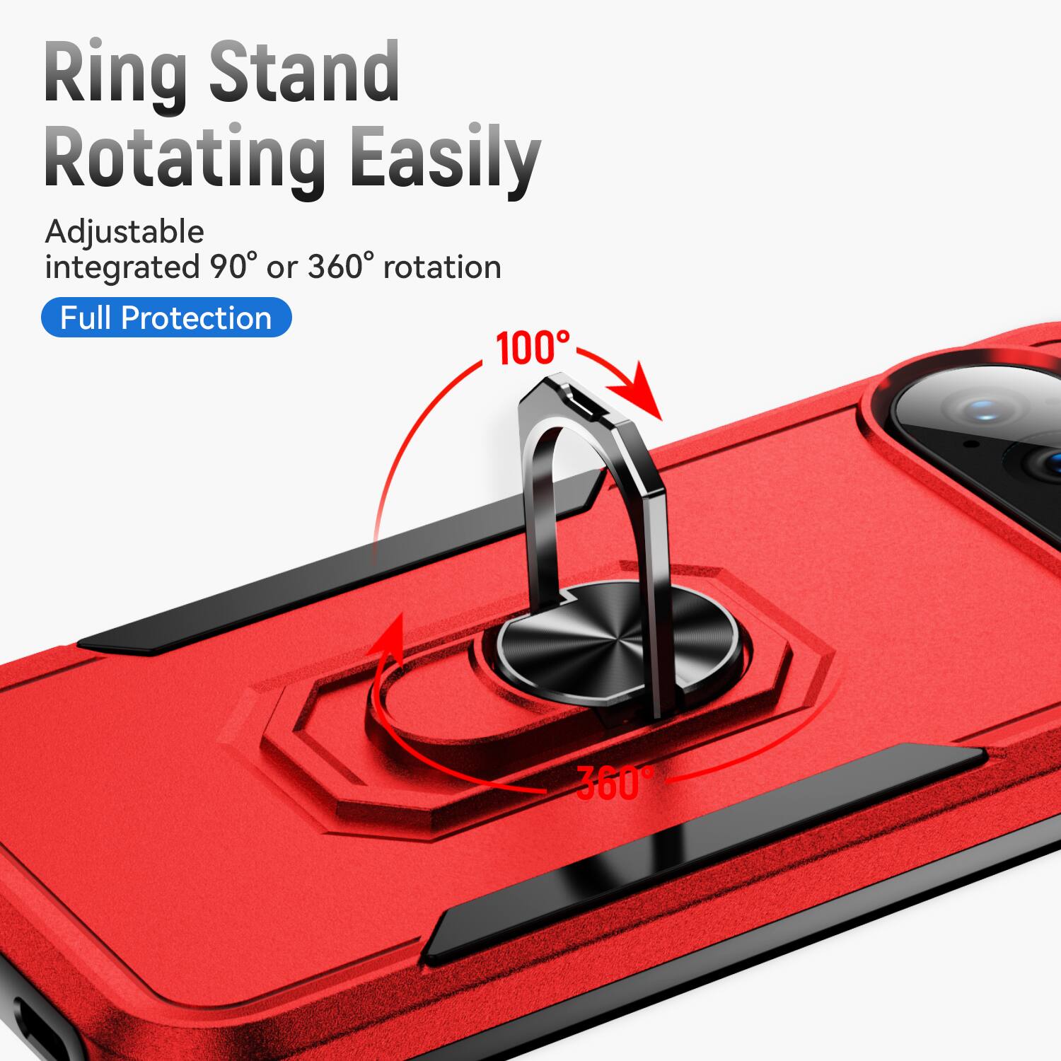 Ring Stand Rotating Easily Adjustable integrated 90° or 360° rotation Full Protection