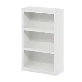 FurniFact - Wooden Bookcase with Spacious Shelves for Living Room Storage - White