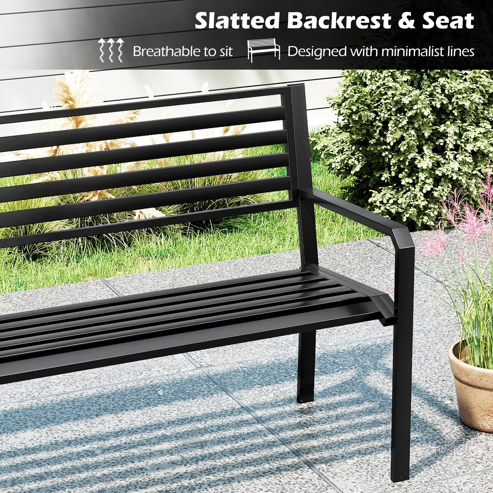 Slatted Backrest & Seat  
Breathable to sit  
Designed with minimalist lines
