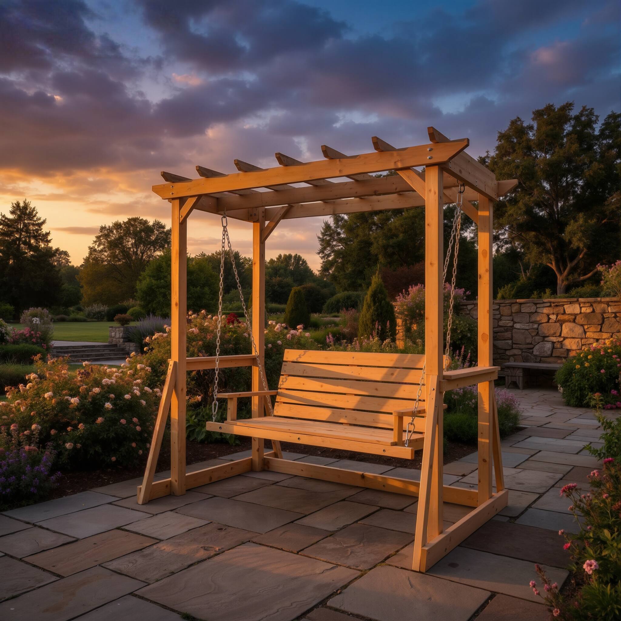 Alt View 10. Famapy - Solid Cedar 2-Person Pergola Swing - Weather-Resistant Outdoor Patio Swing with Heavy-Duty Chain, 600LBS Capacity - Wooden.