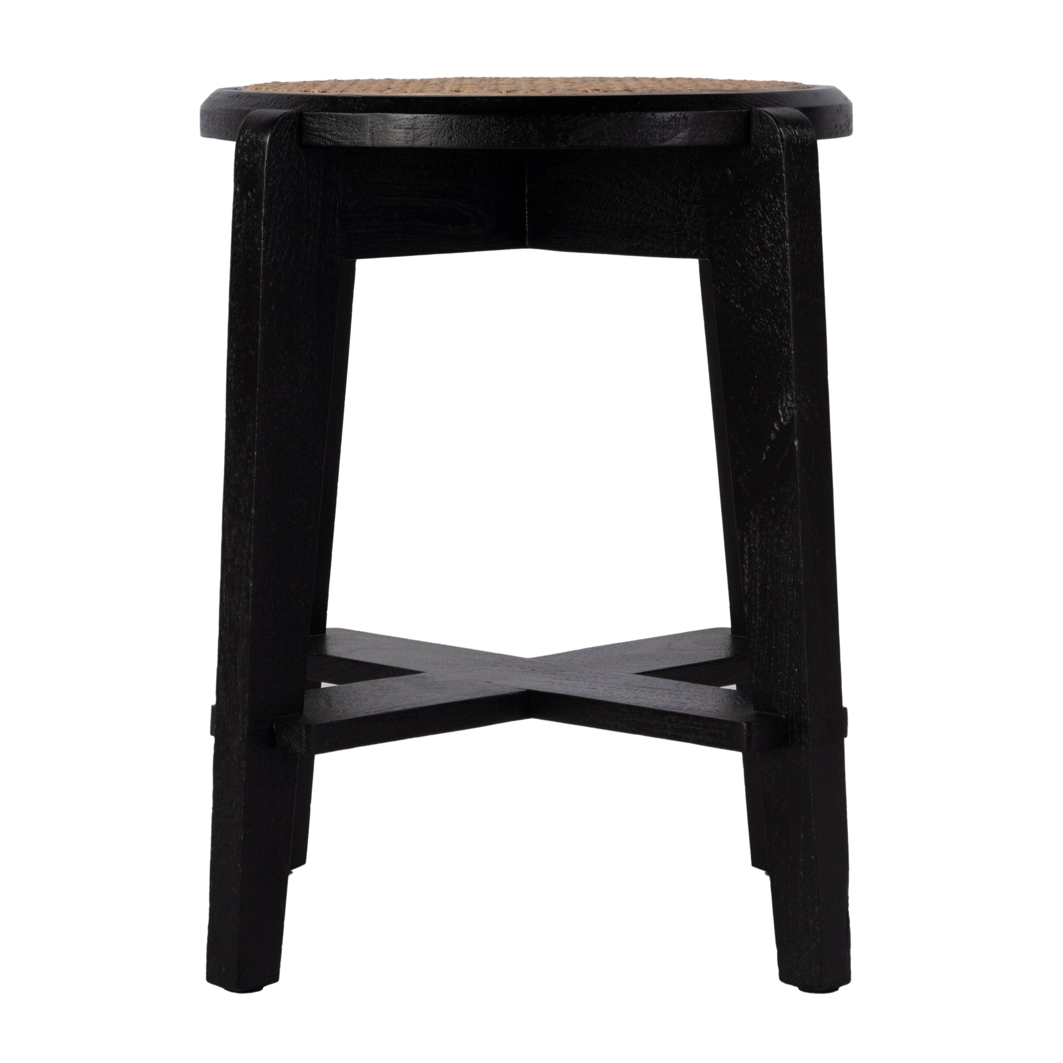 Alt View 3. Butler Specialty - Dryden 18 in. Seat Height Round Cane and Wood Backless Stool, Black, Natural - Black,Natural.