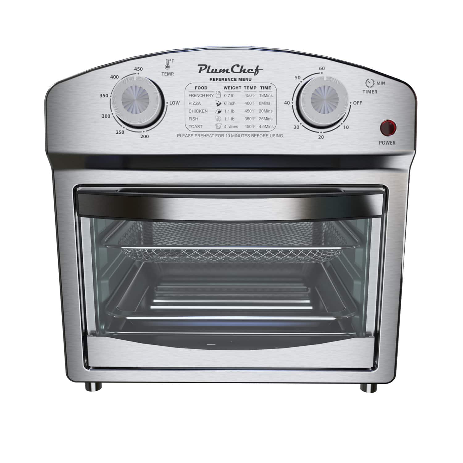 Forest'nSky - 12.5 QT Convection Toaster Oven with 5 Pre-Set Menus - Silver