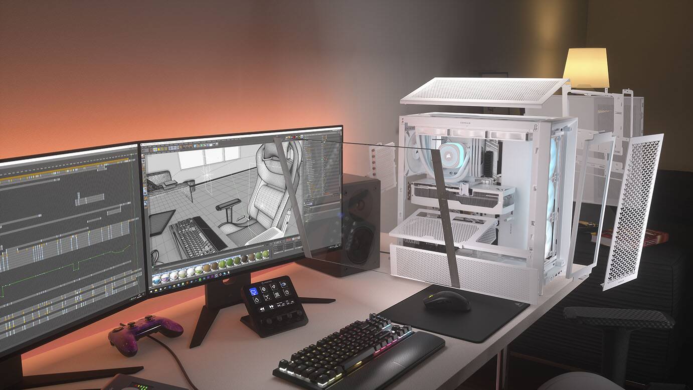 Alt View 31. CORSAIR - FRAME 4000D RS ARGB ATX Mid-Tower PC Case - White.