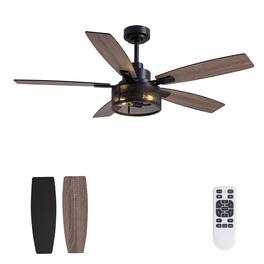 Siljoy - 46" Ceiling Fans with Lights and Remote Control - Black