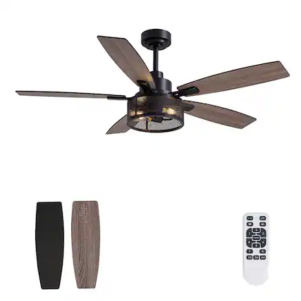 Front. Siljoy - 46" Ceiling Fans with Lights and Remote Control - Black.