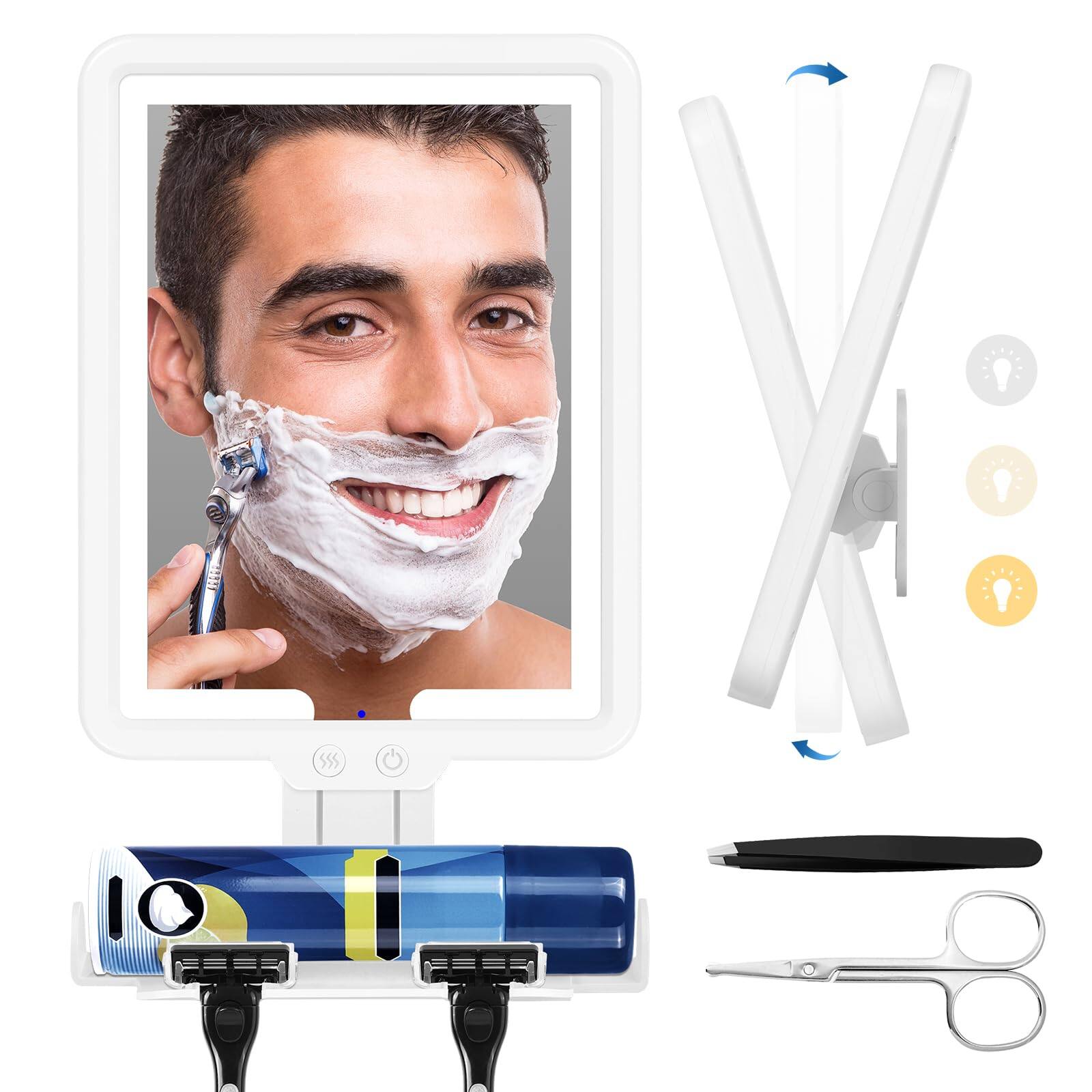 Earthley Blooms - 9 2 Heated Shower Mirror Fogless For Shaving With Lights Dimmable Lighting Anti-fog Wall-mounted Bathroom - Default