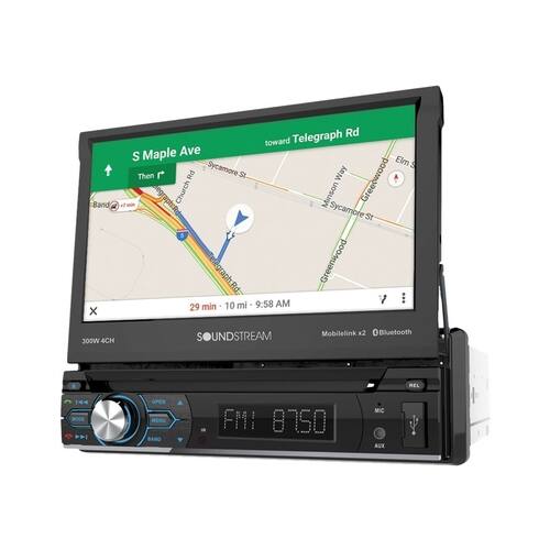 Soundstream - 7" - Built-In GPS - CD/DVD - Built-In Bluetooth - In-Dash Deck with Remote - Black - Larger Front