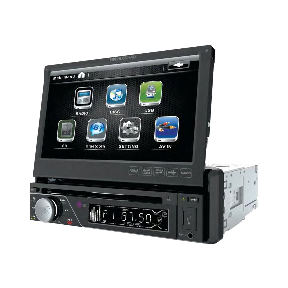 Angle View: Soundstream - In-Dash CD/DVD/DM Receiver - Built-in Bluetooth with Detachable Faceplate - Black