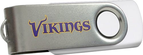 Angle Standard. Centon - DataStick Swivel Minnesota Vikings 8GB USB 2.0 Flash Drive - White.