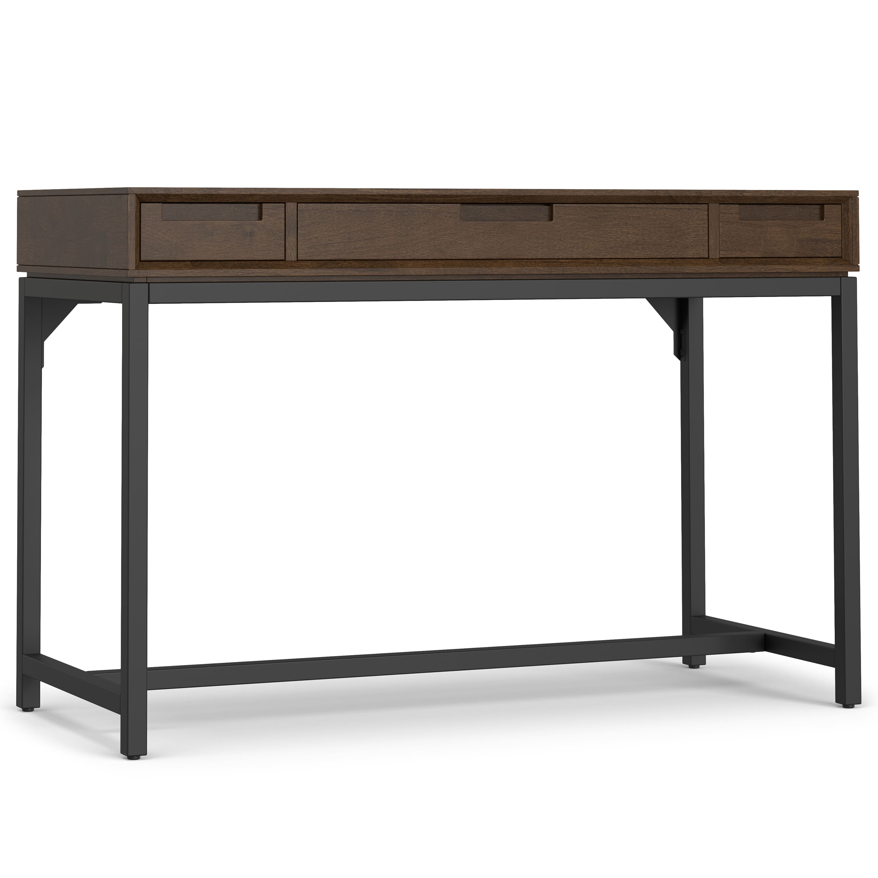 Simpli Home - Banting 48 inch Wide Solid Wood Mid Century Small Desk - Walnut Brown