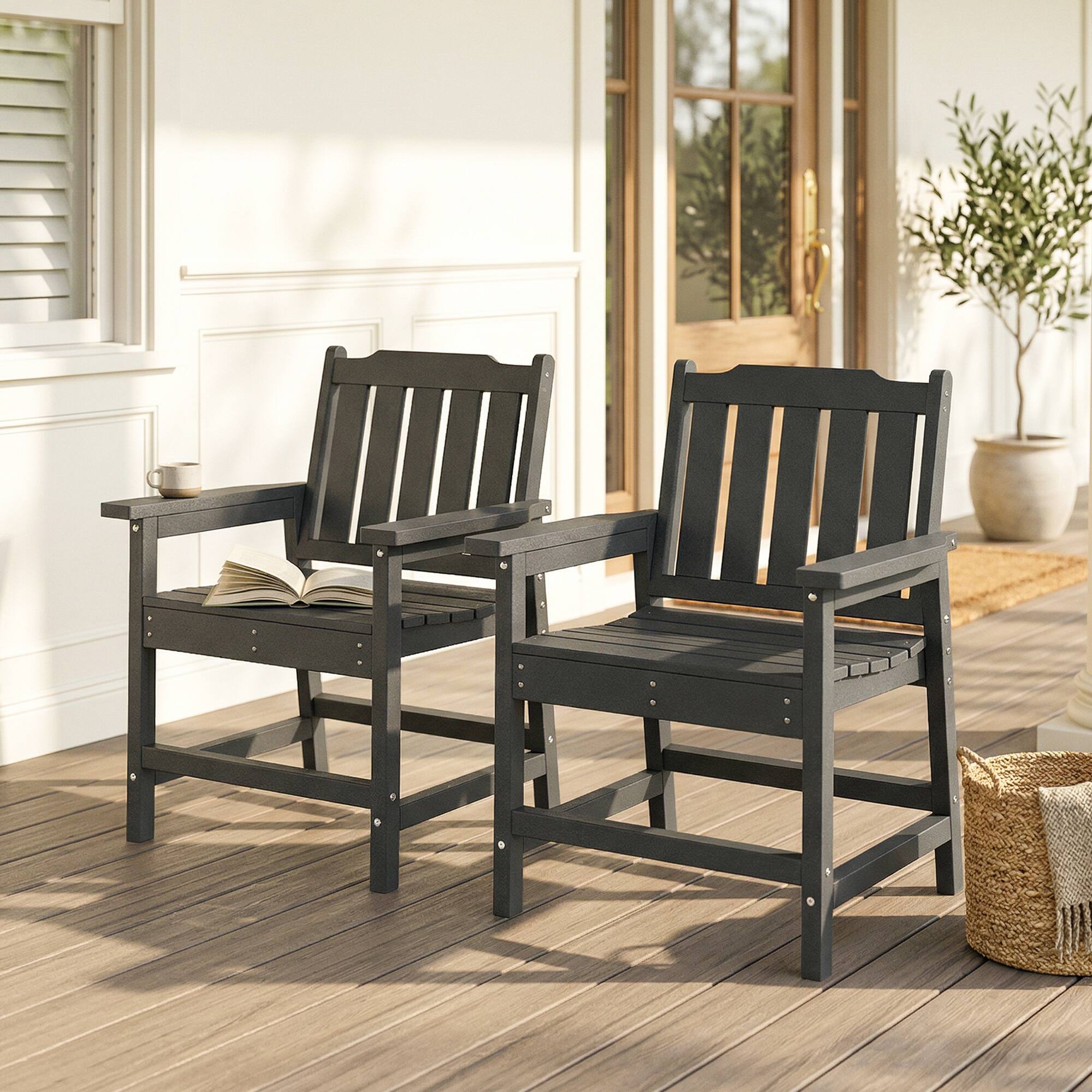 Alt View 1. Outsunny - Piece All-Weather Patio Chairs, HDPE Patio Dining Chair Set - Gray.