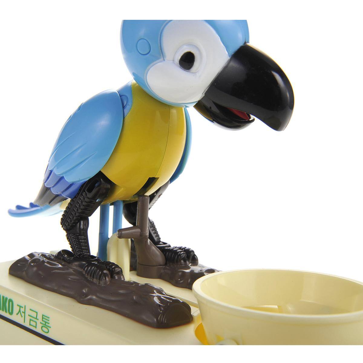Back. JuzToys - Parrot Coin Bank Box, Electric Money Box for Kids, Parrot Shape Money Saving Box Electronic Piggy Bank Robotic Toy, Blue - Blue.